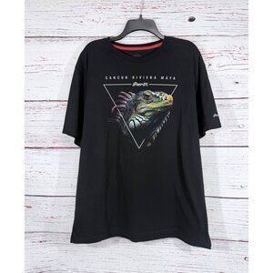 Pier27 Cancun Riviera Maya Iguana Graphic T-Shirt Black XXL Cotton Polyester Sho